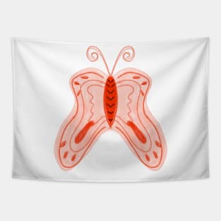 Red watercolor butterfly animals art Tapestry