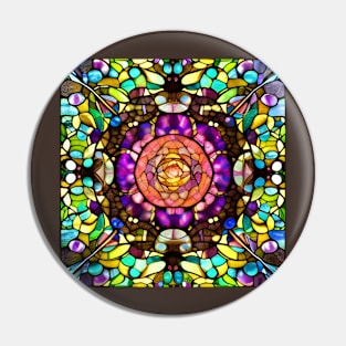 Stained Glass Abstract Rose Mandala Pin