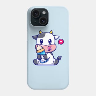 Cute Baby Cow Holding Milk Cartoon Phone Case