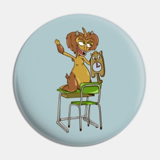 MAURY hormone monster with cat clock Pin