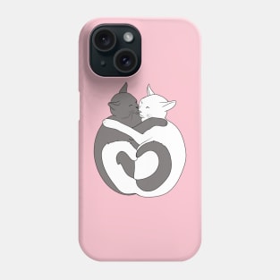 Gray and White Hugging Cats Phone Case