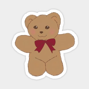 teddy bear ribbon coquette dollette brown red Magnet