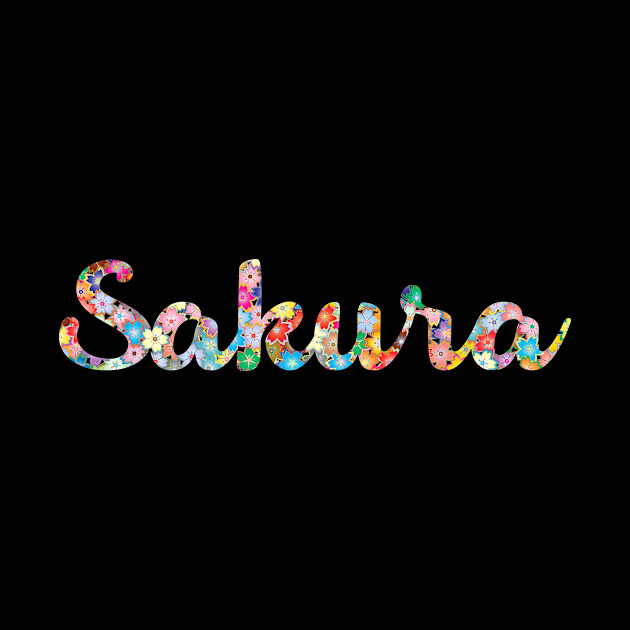 Sakura Floral Cursive Colourful Black - Sakura - Phone Case