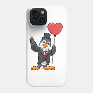 Penguin as Groom with Heart Ballon Phone Case