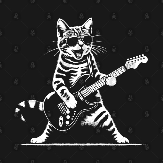 Guitar Cat Novelty Rock Music Band Concert Funny Cat by KsuAnn