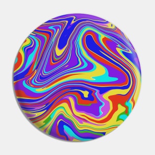 Rainbow Abstract Swirls Marble Pattern Pin