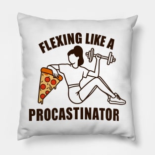 "Flexing like a Procrastinator" Funny Gym Pillow