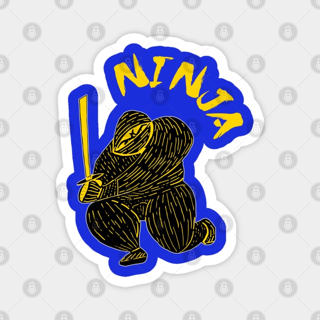 Ninja Crouching in the Sun Magnet by DMcK Designs