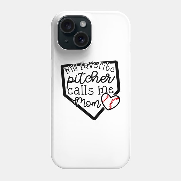 My Favorite Pitcher Calls Me Mom Baseball Cute Funny Phone Case by GlimmerDesigns