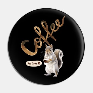 Coffee Time Squirrel Pin