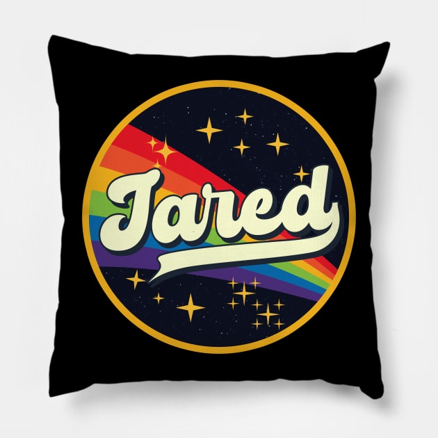 Jared // Rainbow In Space Vintage Style Pillow by LMW Art