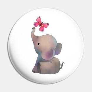 Elefant mit rosa Schmetterling Pin