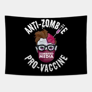 Anti-Zombie, Pro-Vaccine -- White Text Tapestry