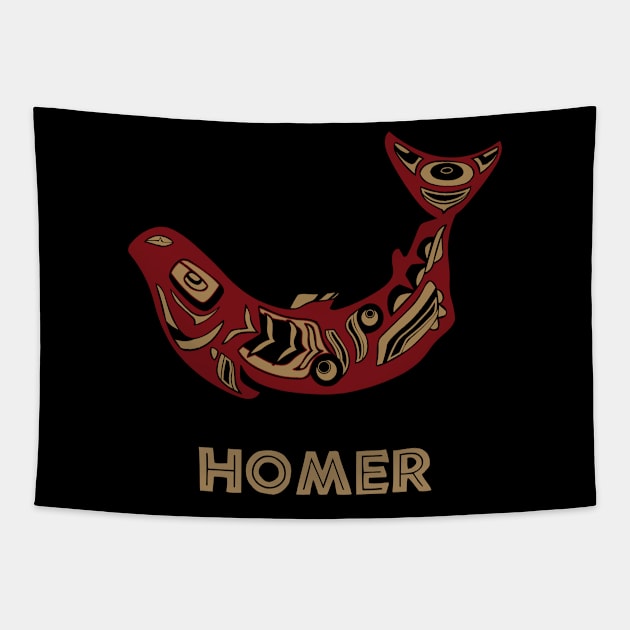 Homer Alaska PNW Native American Salmon Fisherman Gift Tapestry by twizzler3b