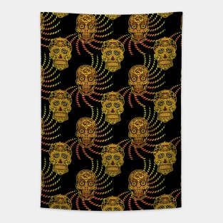 Halloween Sugar Skulls on Party Swirls Tapestry