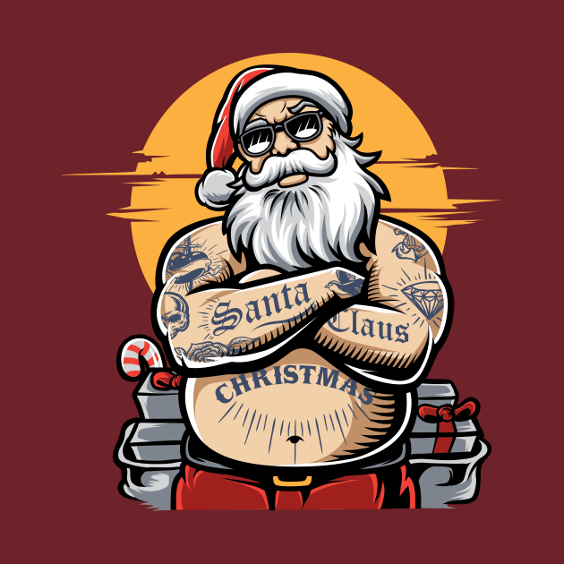 Tattooed Santa Claus // Funny Tatted Up Santa by SLAG_Creative