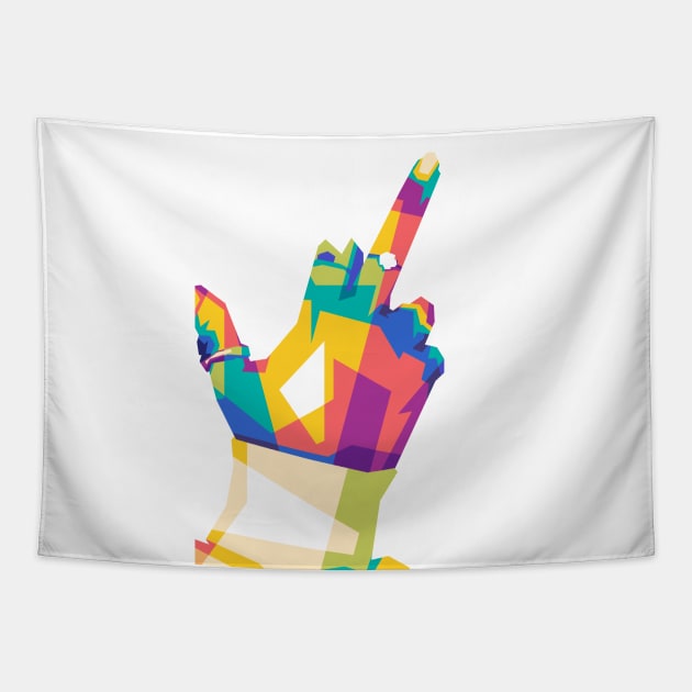 middle finger pop art Tapestry by Rizkydwi