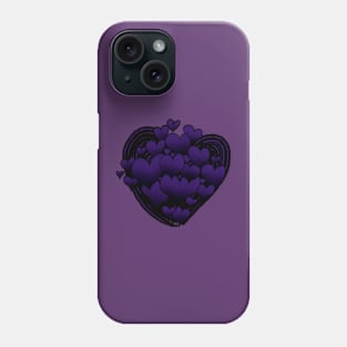 Dark Purple Hearts Patterned Swirl Heart Phone Case