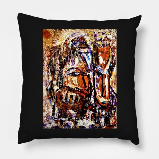 Les deux shamans Pillow by amoxes