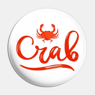 Logo Crab logo with illustration of sea red animal. Pin