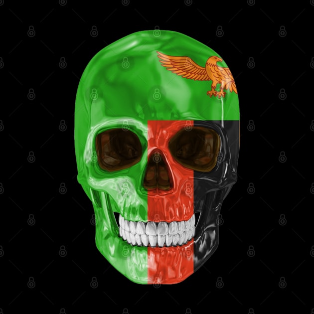 Zambia Flag Skull - Gift for Zambian With Roots From Zambia by Country Flags