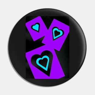Hearts in Black Turquoise and Purple Var 4 Alternate Options Pin