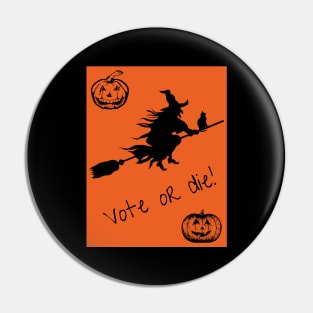 Halloween Witch on Broom - Vote 2020 Pin