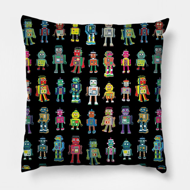 Robot Line UP Pillow by Cecca