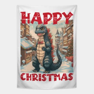 Christmas Godzilla Tapestry