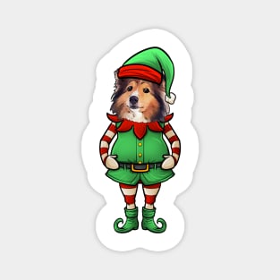 Shetland Sheepdog Christmas Elf Magnet