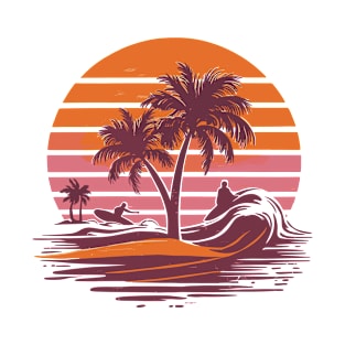 Beach Vibes Retro Surfer Palm Beach Vacation T-Shirt