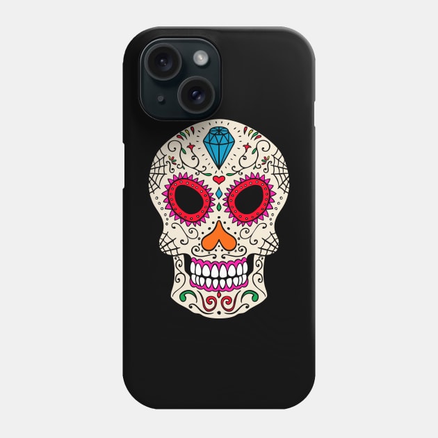 sugar head skull Phone Case by Hispaniola-Fineart