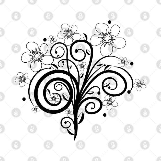 black, white, flower tendril, blooming, bloom, bunch of flowers by rh_naturestyles