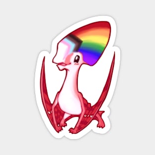 LGBTQ Pride Queer Cute Chibi Pterosaur Dinosaur cartoon drawing Magnet