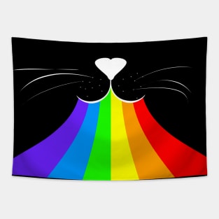 Rainbow cat face Tapestry