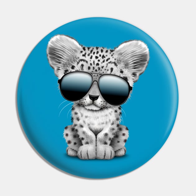 Cute Baby Snow leopard Wearing Sunglasses Pin by jeffbartels