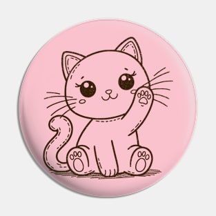 Cute Cat Lineart Retro Design for Kitten Lovers Pin