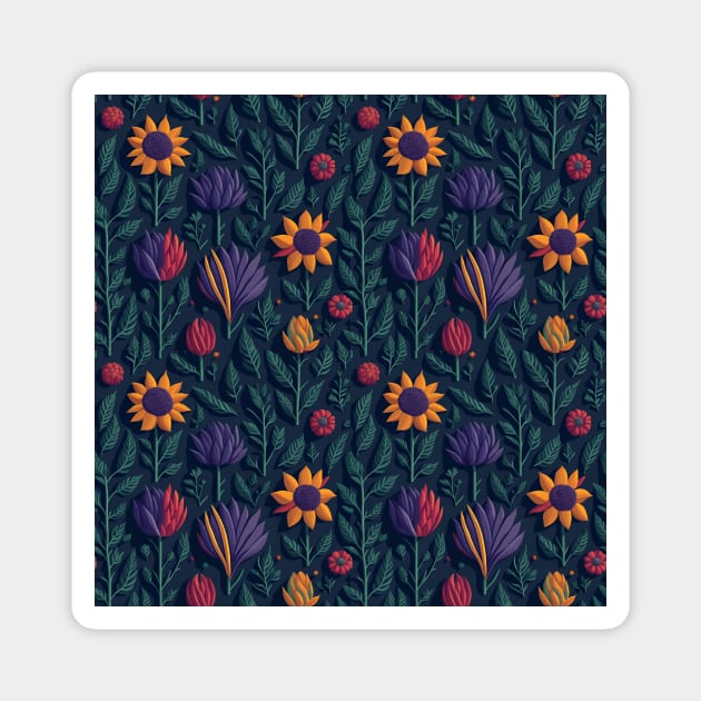 Scandinavian Summer Colorful Spring Flowers Magnet by star trek fanart and more