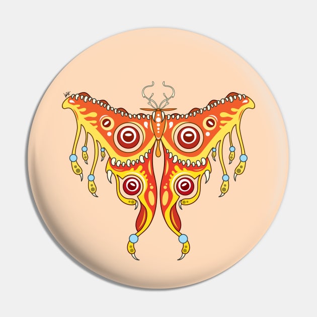 Surreal Moth Pin by Munchbud Ink