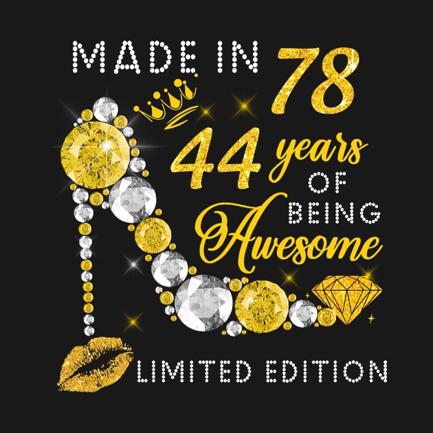 Made In 1978 Limited Edition 44 Years Of Being Awesome Jewelry Gold Sparkle by sueannharley12