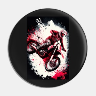 Dirt Bike With Red and Black Paint Splash Design Pin