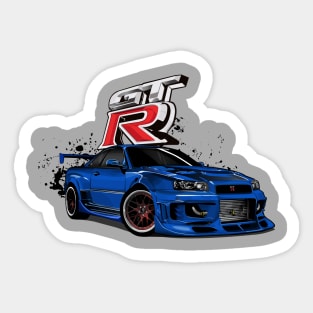 Sticker for Sale avec l'œuvre « Nissan Skyline R34 GTR bleue » de l'artiste  idrdesign