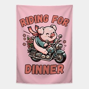 Biking pig Tapestry