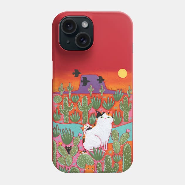 Desert Mom and Kittens Phone Case by KilkennyCat Art