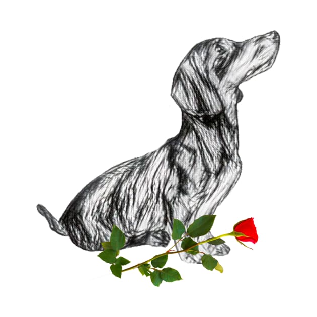 Valentines Dachshund With Rose by NikkiBear67