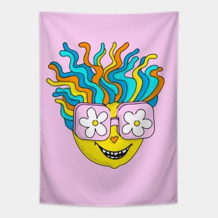 Happy Hippie Groovy Funny Retro Rainbow Character Tapestry