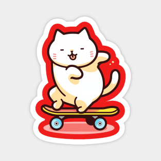 Funny and Cute Cat on Skateboard Magnet