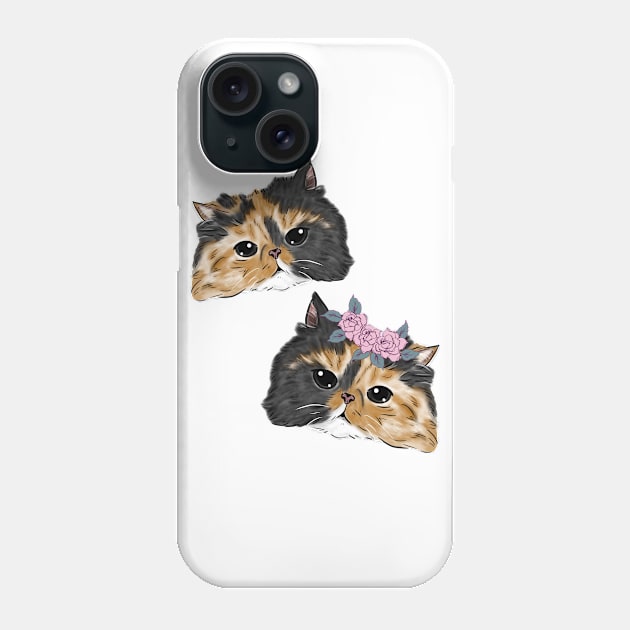 cute v black brown couple cat _ Bunniesmee Phone Case by GambarGrace