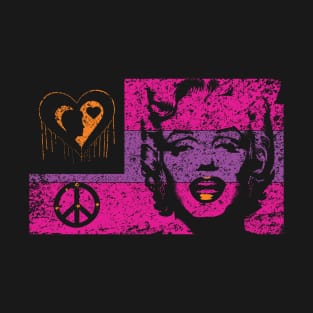 LOVE PEACE MARILYN FLAG Distressed Version T-Shirt