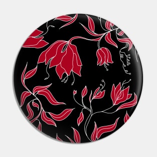 Red Floral Abstract Flowers Pin